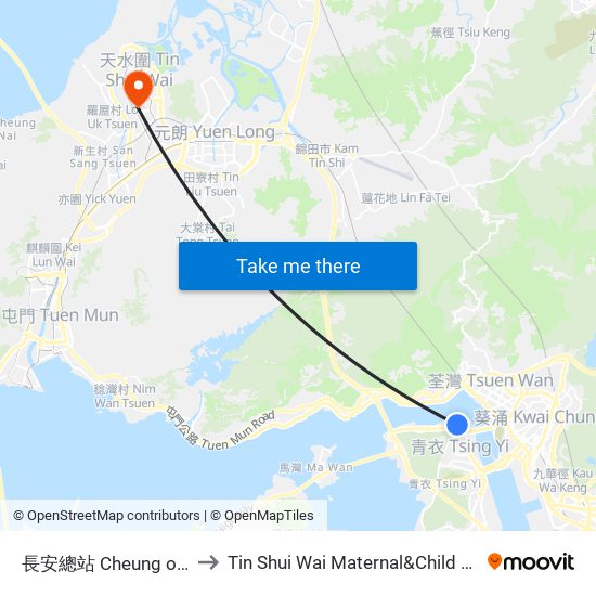 長安總站 Cheung on B/T to Tin Shui Wai Maternal&Child Centres map