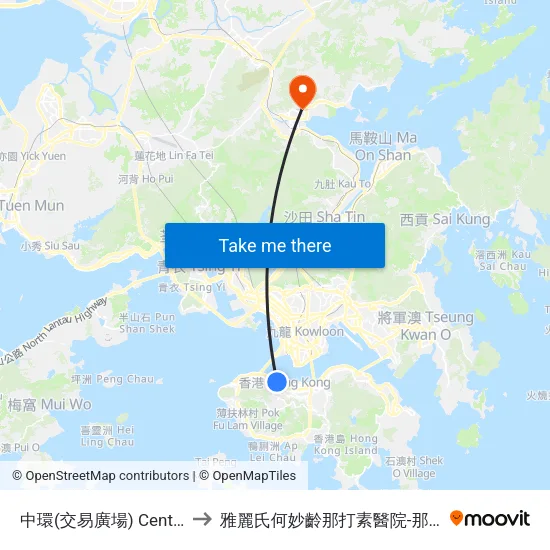 中環(交易廣場) Central (Exchange Square) to 雅麗氏何妙齡那打素醫院-那打素中醫藥臨床研究服務中心 map