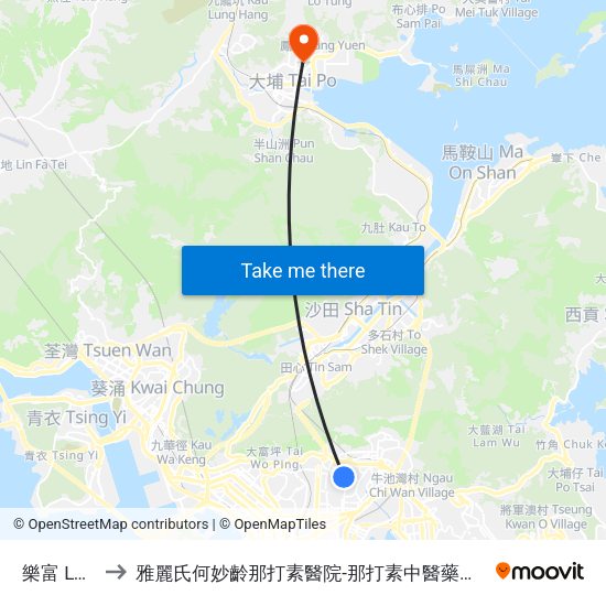 樂富 LOK Fu to 雅麗氏何妙齡那打素醫院-那打素中醫藥臨床研究服務中心 map