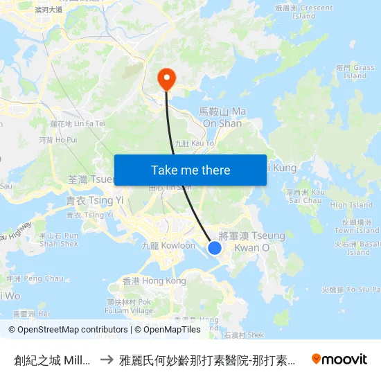 創紀之城 Millennium City to 雅麗氏何妙齡那打素醫院-那打素中醫藥臨床研究服務中心 map