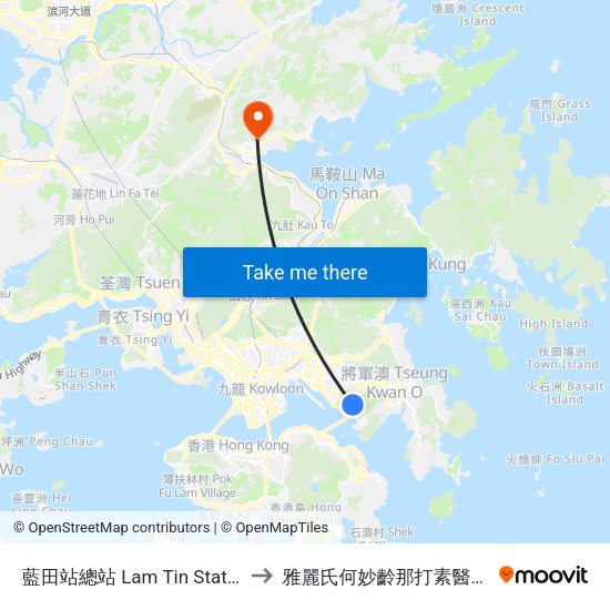 藍田站總站 Lam Tin Station B/T to 雅麗氏何妙齡那打素醫院-急診 map