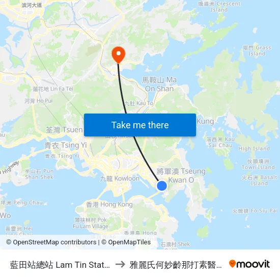 藍田站總站 Lam Tin Station B/T to 雅麗氏何妙齡那打素醫院-急診 map