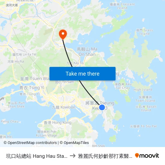 坑口站總站 Hang Hau Station B/T to 雅麗氏何妙齡那打素醫院-急診 map