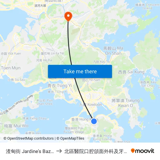 渣甸街 Jardine's Bazaar to 北區醫院口腔頜面外科及牙科部 map