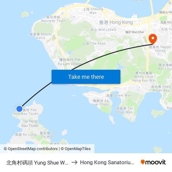 北角村碼頭 Yung Shue Wan Ferry Pier to Hong Kong Sanatorium & Hospital map