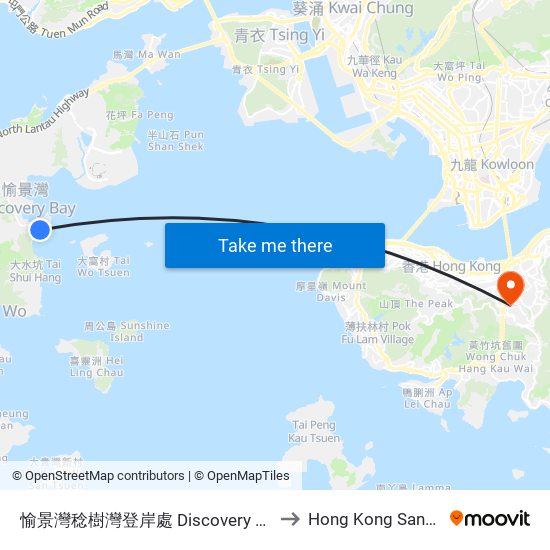 愉景灣稔樹灣登岸處 Discovery Bay Nim Shue Wan Landing Steps to Hong Kong Sanatorium & Hospital map