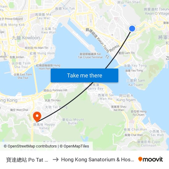 寶達總站 Po Tat B/T to Hong Kong Sanatorium & Hospital map