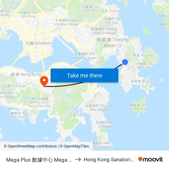 Mega Plus 數據中心 Mega Plus Data Centre to Hong Kong Sanatorium & Hospital map