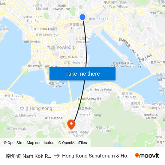 南角道 Nam Kok Road to Hong Kong Sanatorium & Hospital map