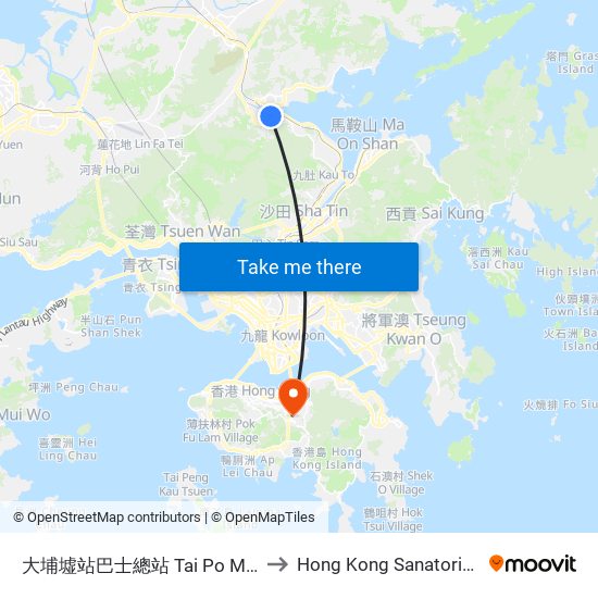 大埔墟站巴士總站 Tai Po Market Station B/T to Hong Kong Sanatorium & Hospital map