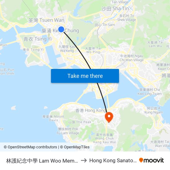 林護紀念中學 Lam Woo Memorial Secondary School to Hong Kong Sanatorium & Hospital map