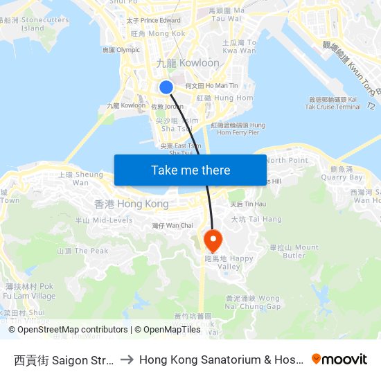 西貢街 Saigon Street to Hong Kong Sanatorium & Hospital map