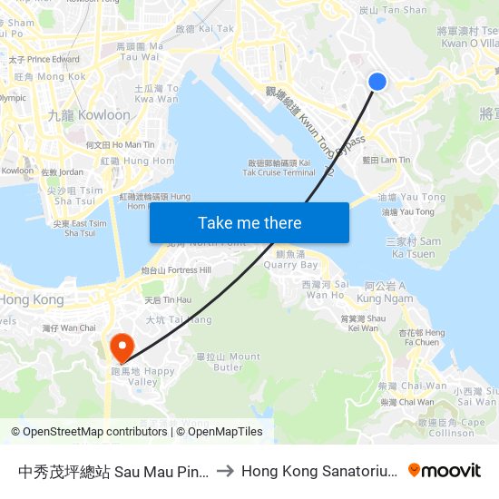 中秀茂坪總站 Sau Mau Ping (Central) B/T to Hong Kong Sanatorium & Hospital map
