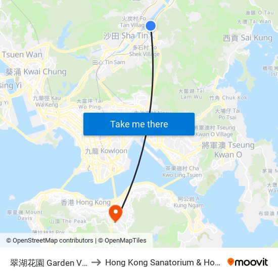 翠湖花園 Garden Vista to Hong Kong Sanatorium & Hospital map