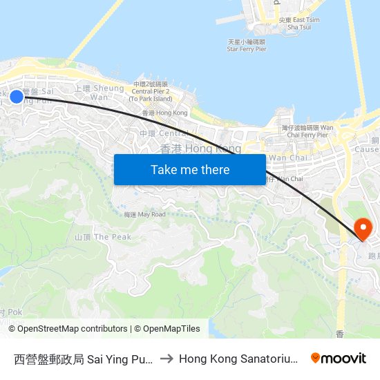 西營盤郵政局 Sai Ying Pun Post Office to Hong Kong Sanatorium & Hospital map