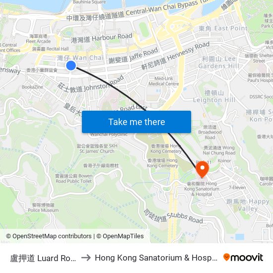 盧押道 Luard Road to Hong Kong Sanatorium & Hospital map