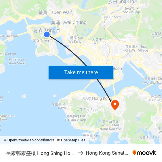 長康邨康盛樓 Hong Shing House Cheung Hong Estate to Hong Kong Sanatorium & Hospital map