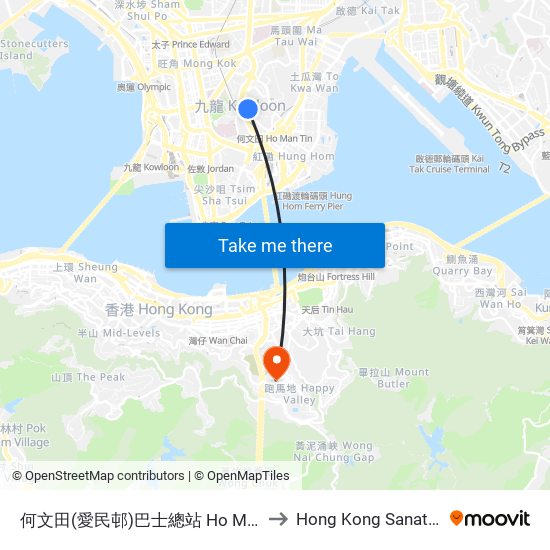 何文田(愛民邨)巴士總站 Ho Man Tin (Oi Man Estate) B/T to Hong Kong Sanatorium & Hospital map