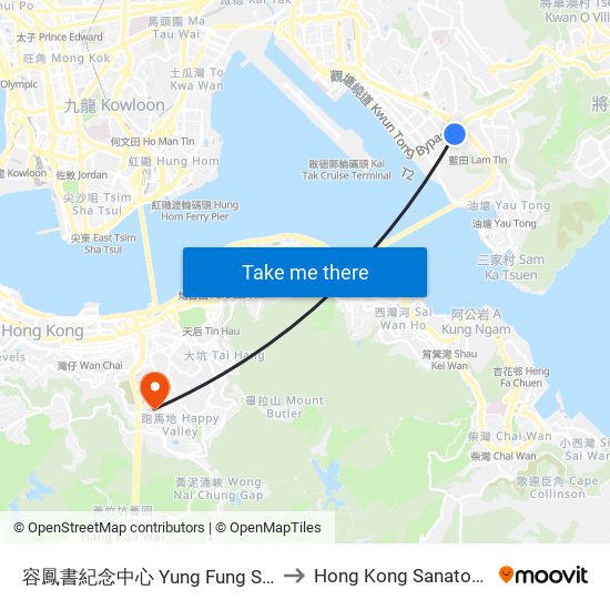容鳳書紀念中心 Yung Fung Shee Memorial Centre to Hong Kong Sanatorium & Hospital map