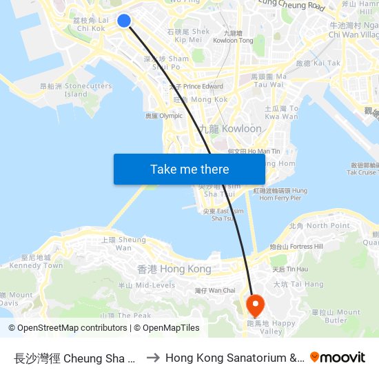 長沙灣徑 Cheung Sha Wan Path to Hong Kong Sanatorium & Hospital map