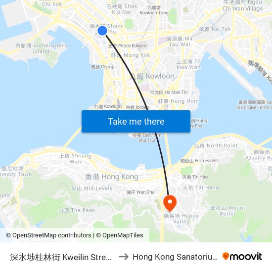 深水埗桂林街 Kweilin Street Sham Shui Po to Hong Kong Sanatorium & Hospital map
