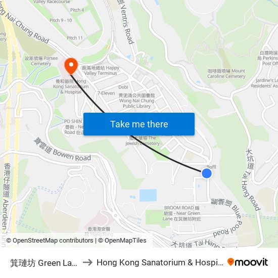 箕璉坊 Green Lane to Hong Kong Sanatorium & Hospital map