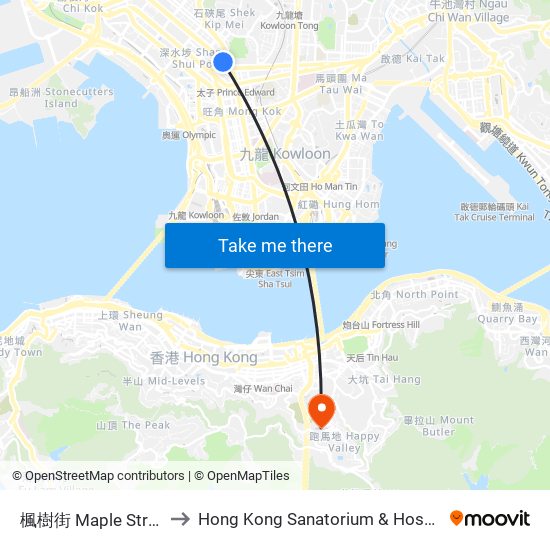 楓樹街 Maple Street to Hong Kong Sanatorium & Hospital map