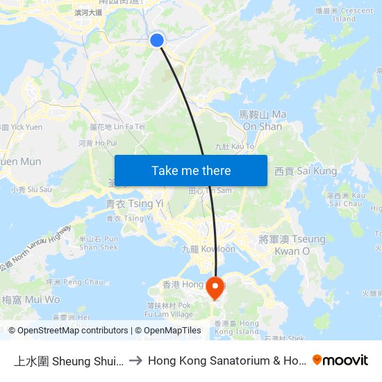 上水圍 Sheung Shui Wai to Hong Kong Sanatorium & Hospital map