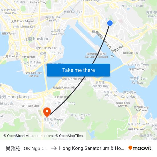 樂雅苑 LOK Nga Court to Hong Kong Sanatorium & Hospital map