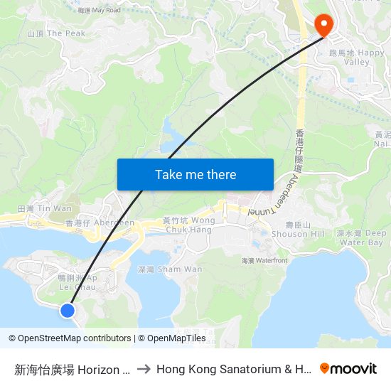 新海怡廣場 Horizon Plaza to Hong Kong Sanatorium & Hospital map