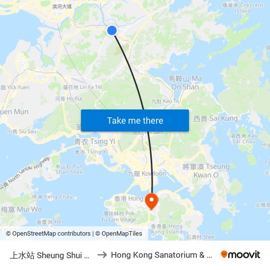 上水站 Sheung Shui Station to Hong Kong Sanatorium & Hospital map