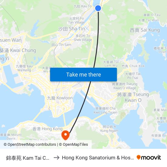 錦泰苑 Kam Tai Court to Hong Kong Sanatorium & Hospital map