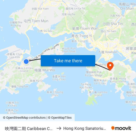 映灣園二期 Caribbean Coast Phase 2 to Hong Kong Sanatorium & Hospital map