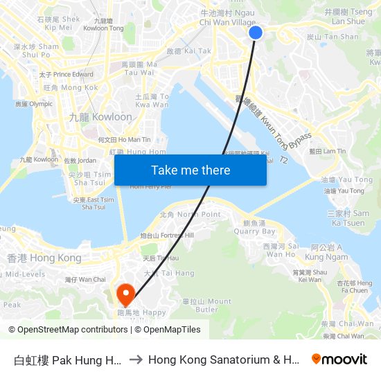 白虹樓 Pak Hung House to Hong Kong Sanatorium & Hospital map