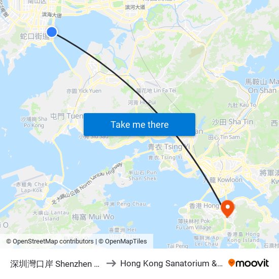 深圳灣口岸 Shenzhen Bay Port to Hong Kong Sanatorium & Hospital map