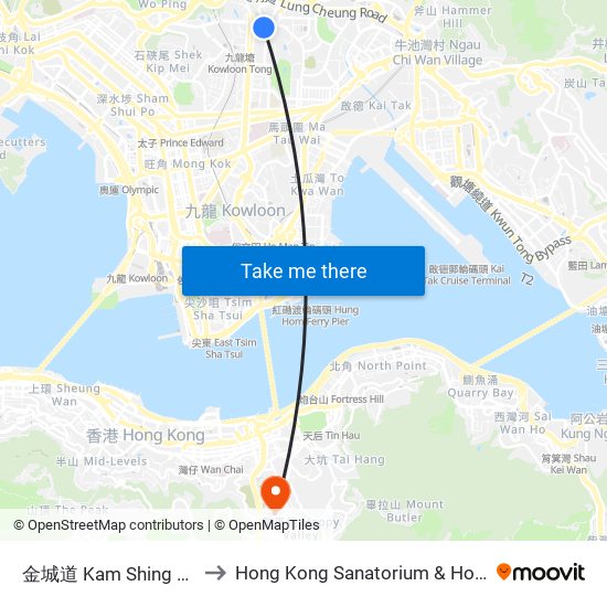 金城道 Kam Shing Road to Hong Kong Sanatorium & Hospital map