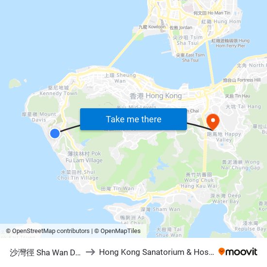 沙灣徑 Sha Wan Drive to Hong Kong Sanatorium & Hospital map