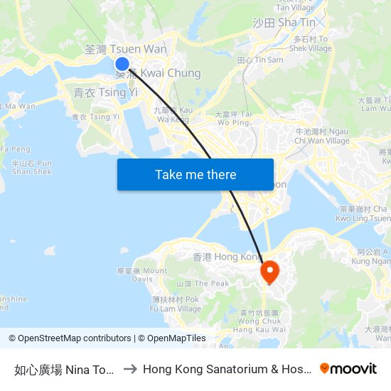 如心廣場 Nina Tower to Hong Kong Sanatorium & Hospital map