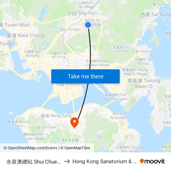 水泉澳總站 Shui Chuen O B/T to Hong Kong Sanatorium & Hospital map