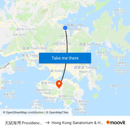 天賦海灣 Providence Bay to Hong Kong Sanatorium & Hospital map