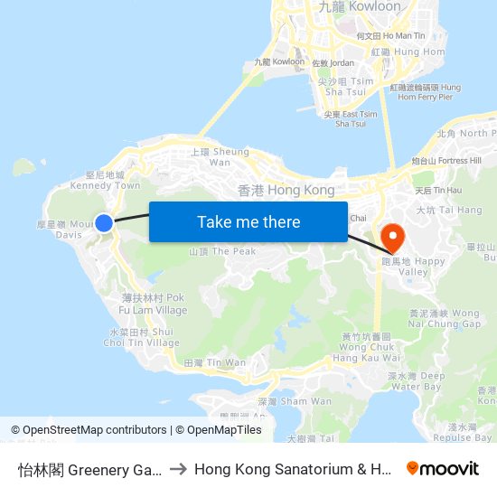 怡林閣 Greenery Garden to Hong Kong Sanatorium & Hospital map