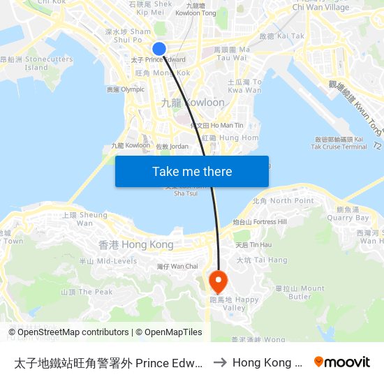 太子地鐵站旺角警署外 Prince Edward Railway Station Outside Mong Kok Police Station to Hong Kong Sanatorium & Hospital map