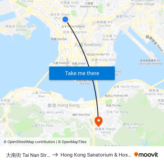 大南街 Tai Nan Street to Hong Kong Sanatorium & Hospital map