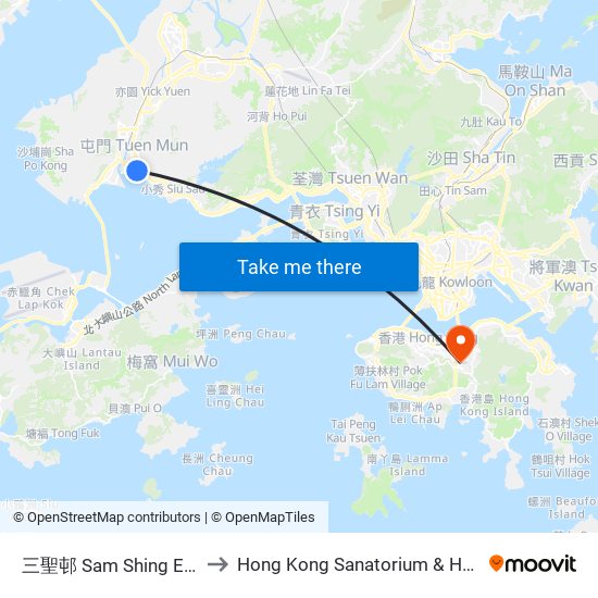 三聖邨 Sam Shing Estate to Hong Kong Sanatorium & Hospital map