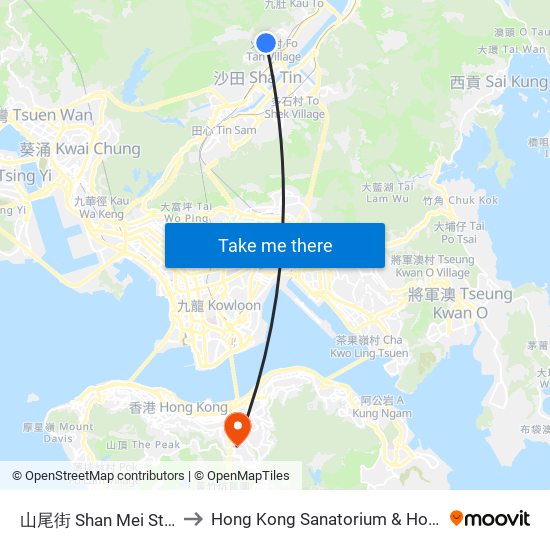 山尾街 Shan Mei Street to Hong Kong Sanatorium & Hospital map