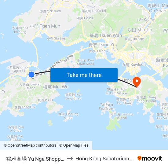 裕雅商場 Yu Nga Shopping Centre to Hong Kong Sanatorium & Hospital map