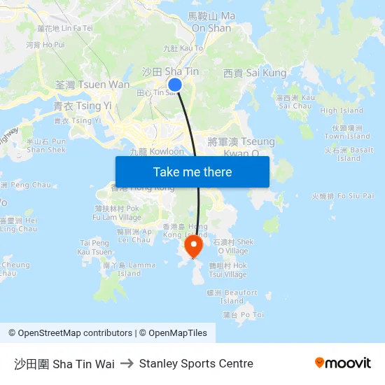 Sha Tin Wai to Stanley Sports Centre map