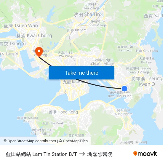 藍田站總站 Lam Tin Station B/T to 瑪嘉烈醫院 map