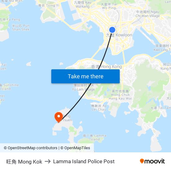 旺角 Mong Kok to Lamma Island Police Post map