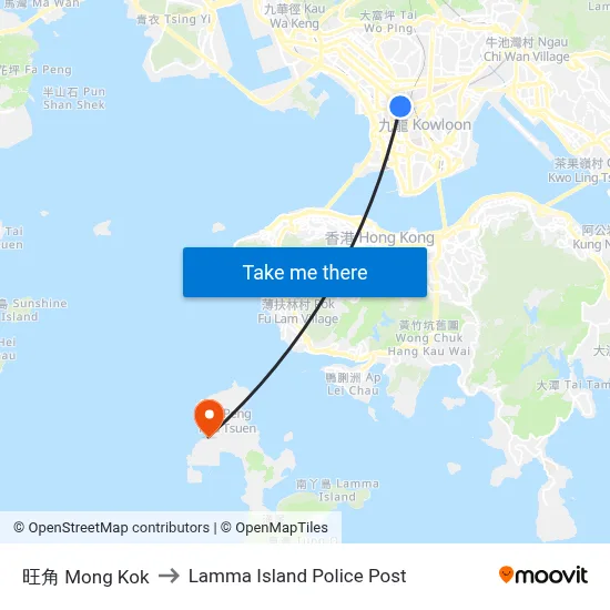Mong Kok to Lamma Island Police Post map
